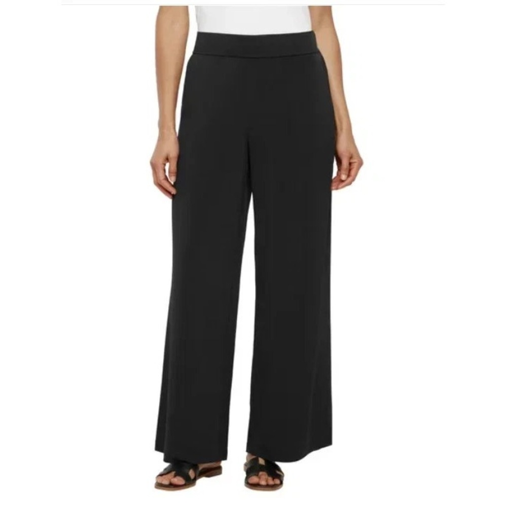 Three Dots Women's Wide-Leg Pull-On Pants, Black, Size: XL, New